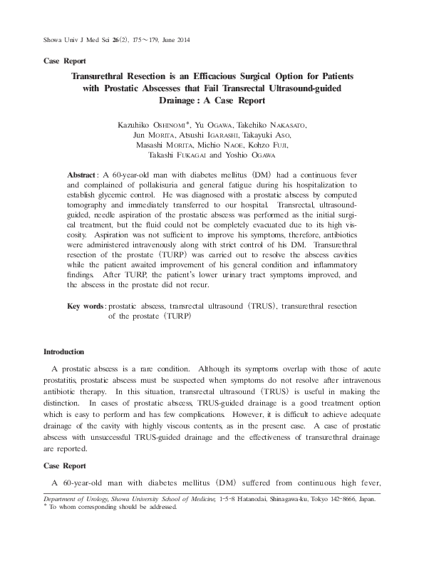 (PDF) Transurethral Resection is an Efficacious Surgical Option for ...