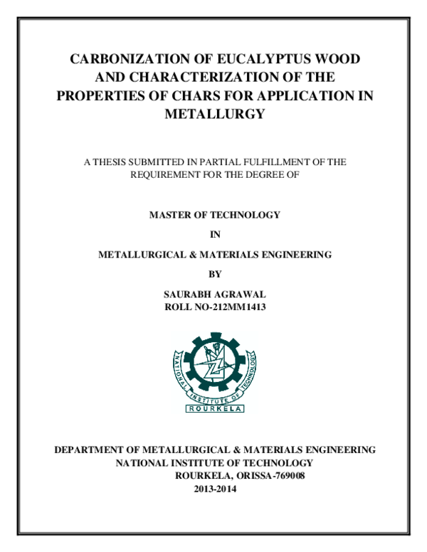 (PDF) Carbonization of eucalyptus wood and characterization of the ...