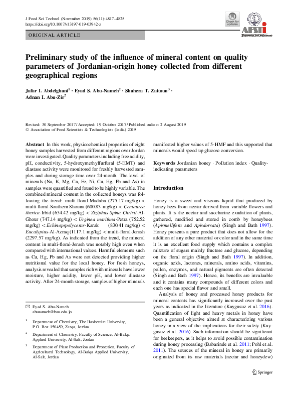 (PDF) Preliminary study of the influence of mineral content on quality ...