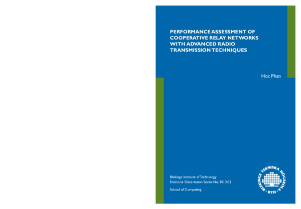 PDF Performance Assessment Of Cooperative Relay Networks With Advanced Radio Transmission