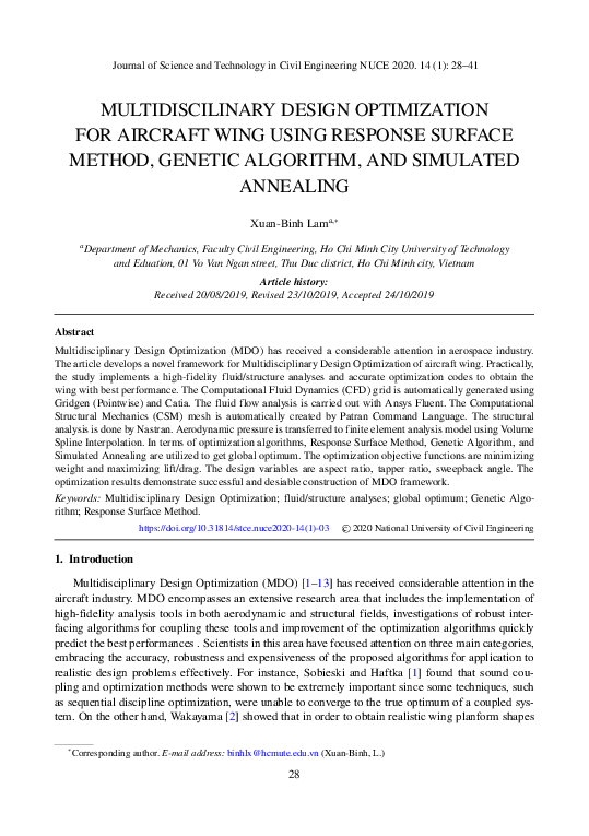 (PDF) Multidiscilinary design optimization for aircraft wing using ...