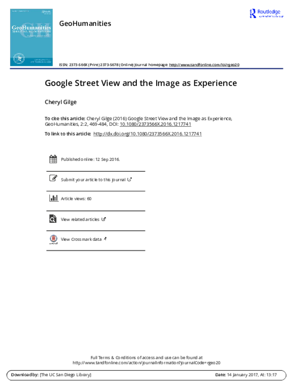 (PDF) Google Street View and the Image as Experience