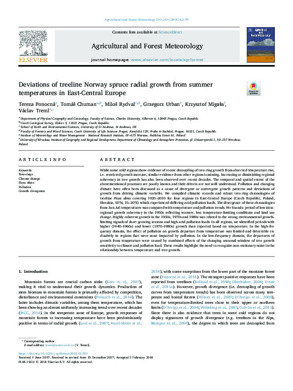 (PDF) Deviations of treeline Norway spruce radial growth from summer ...