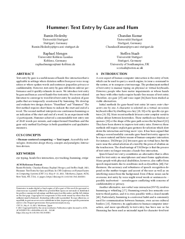 (PDF) Hummer: Text Entry by Gaze and Hum | chandan kumar - Academia.edu
