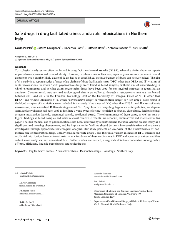 (PDF) Safe drugs in drug facilitated crimes and acute intoxications in ...