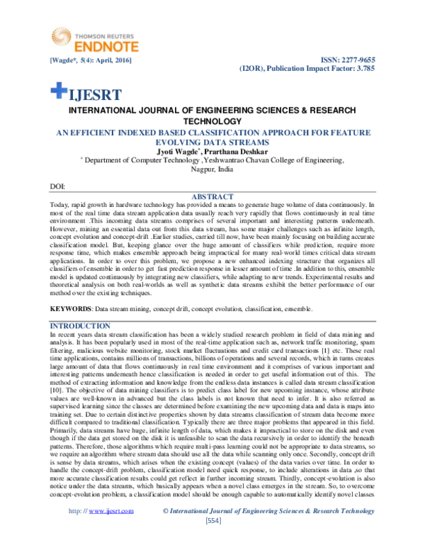 (PDF) An Efficient Indexed Based Classification Approach for Feature ...