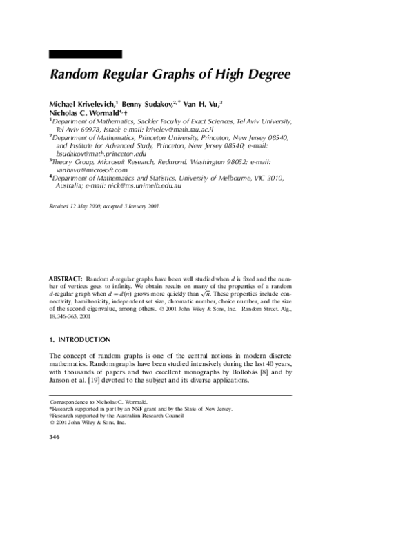 (PDF) Random regular graphs of high degree