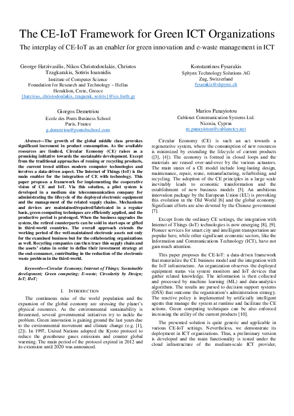 (PDF) The CE-IoT Framework for Green ICT Organizations: The interplay ...