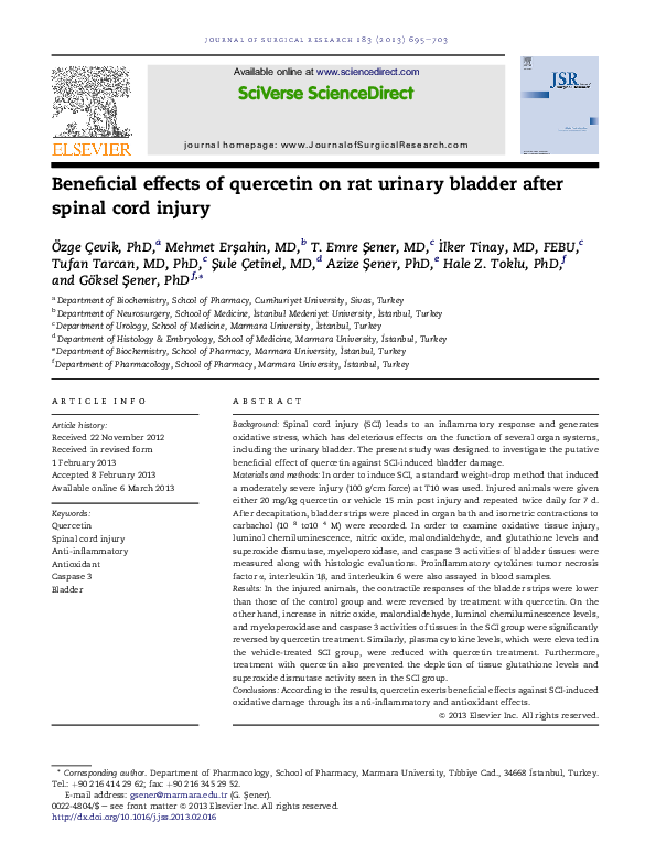 (PDF) Beneficial effects of quercetin on rat urinary bladder after ...