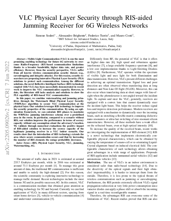 (PDF) VLC Physical Layer Security through RIS-aided Jamming Receiver ...