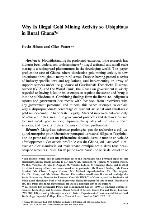 (PDF) Why Is Illegal Gold Mining Activity so Ubiquitous in Rural Ghana?