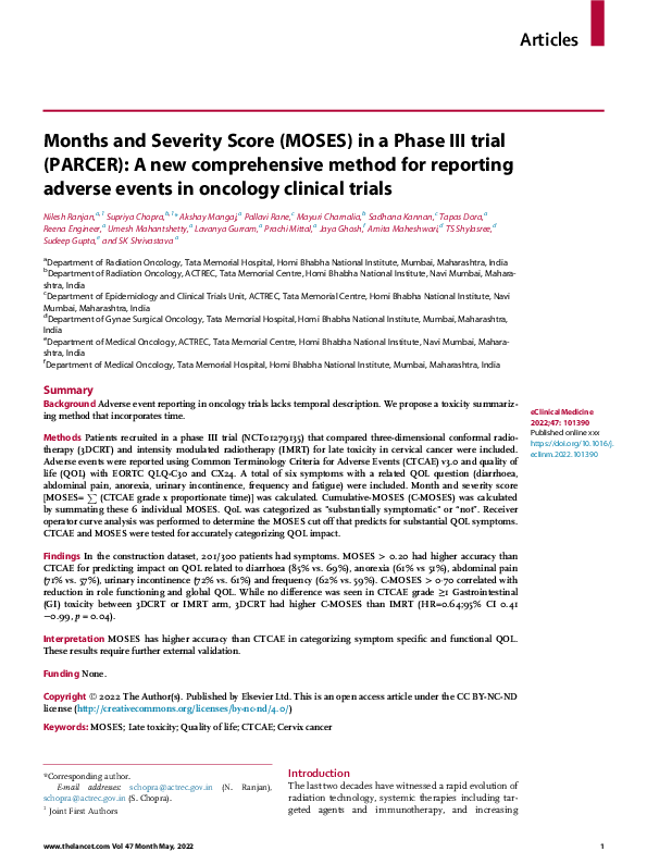 (PDF) Months and Severity Score (MOSES) in a Phase III trial (PARCER ...