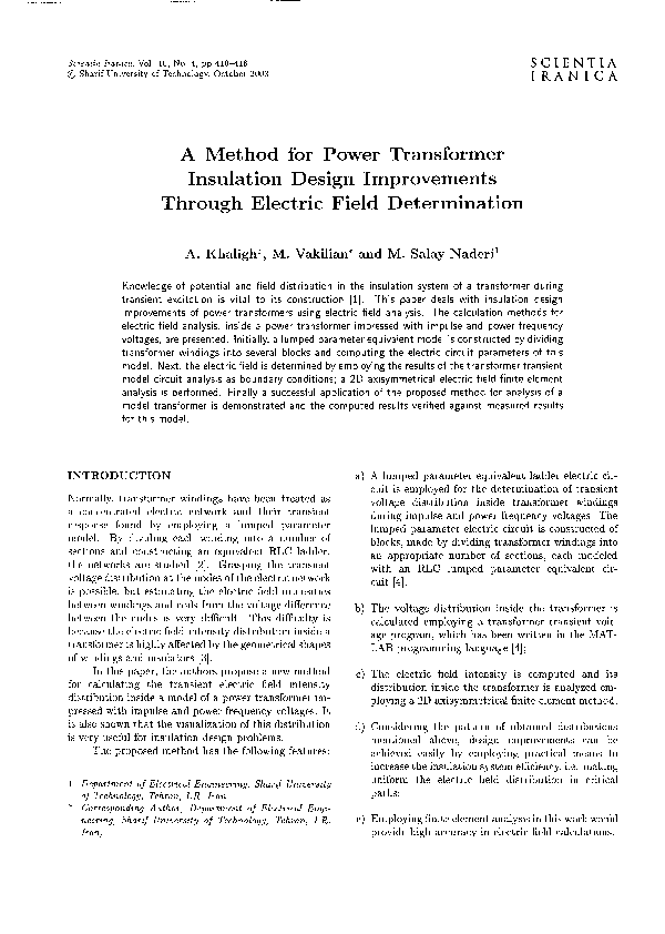 (PDF) A Method for Power Transformer Insulation Design Improvements ...