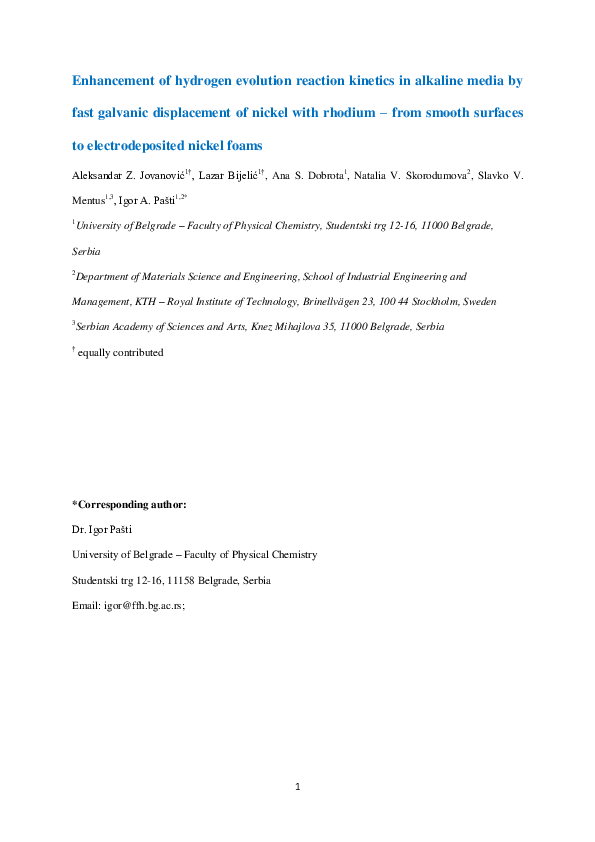 (PDF) Enhancement of hydrogen evolution reaction kinetics in alkaline ...