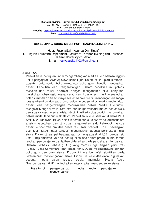 Pdf Developing Audio Media For Teaching Listening