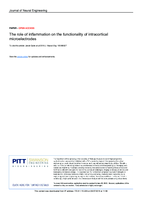 (PDF) The role of inflammation on the functionality of intracortical ...