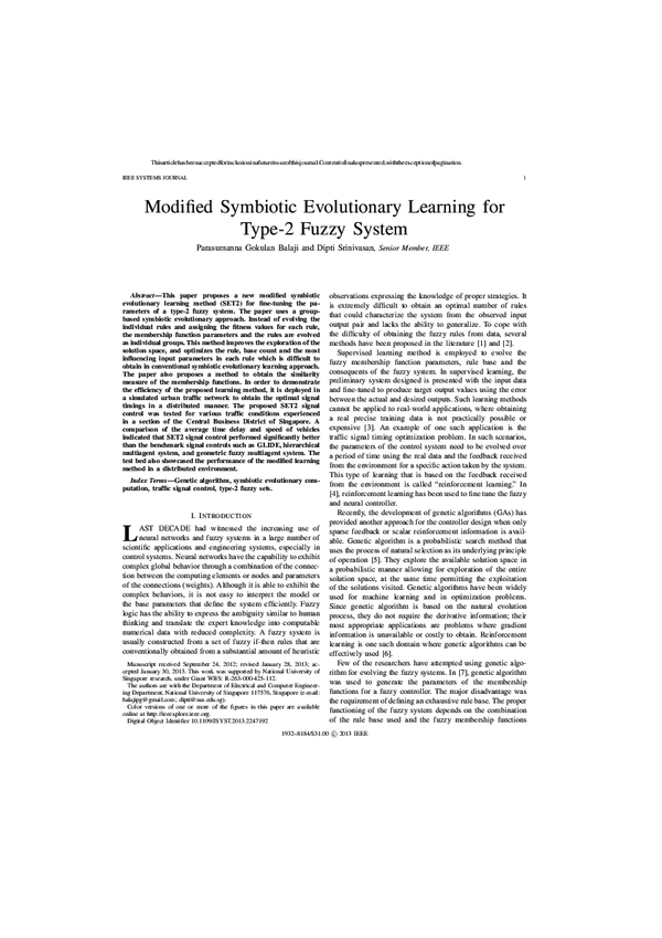 (PDF) Modified Symbiotic Evolutionary Learning for Type-2 Fuzzy System