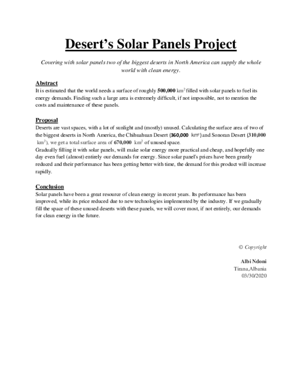 (PDF) Desert's Solar Panels Project