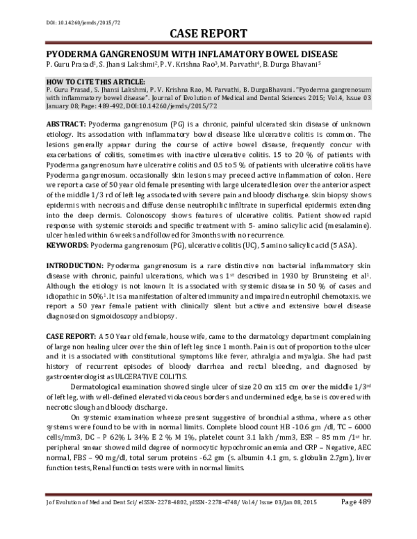 (PDF) Pyoderma Gangrenosum with Inflamatory Bowel Disease