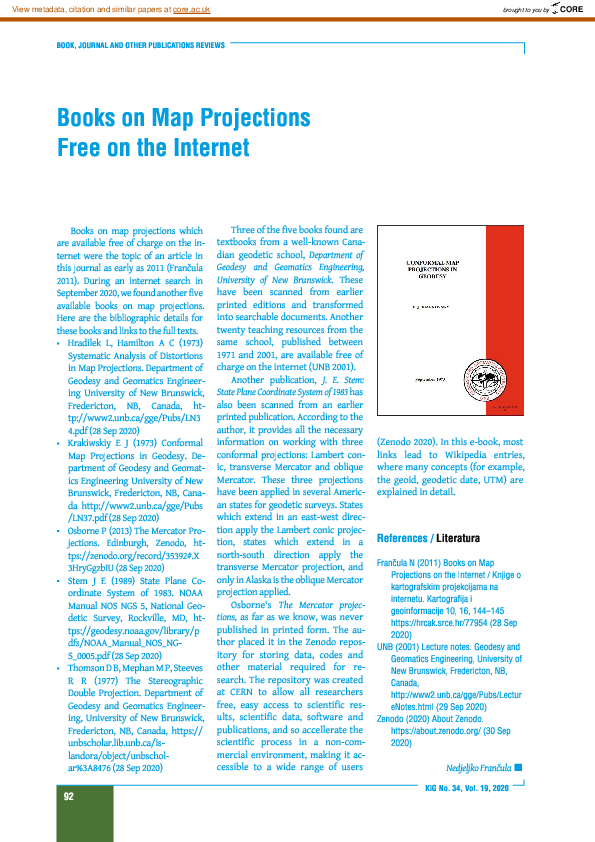 (PDF) Books on Map Projections Free on the Internet | Nedjeljko ...
