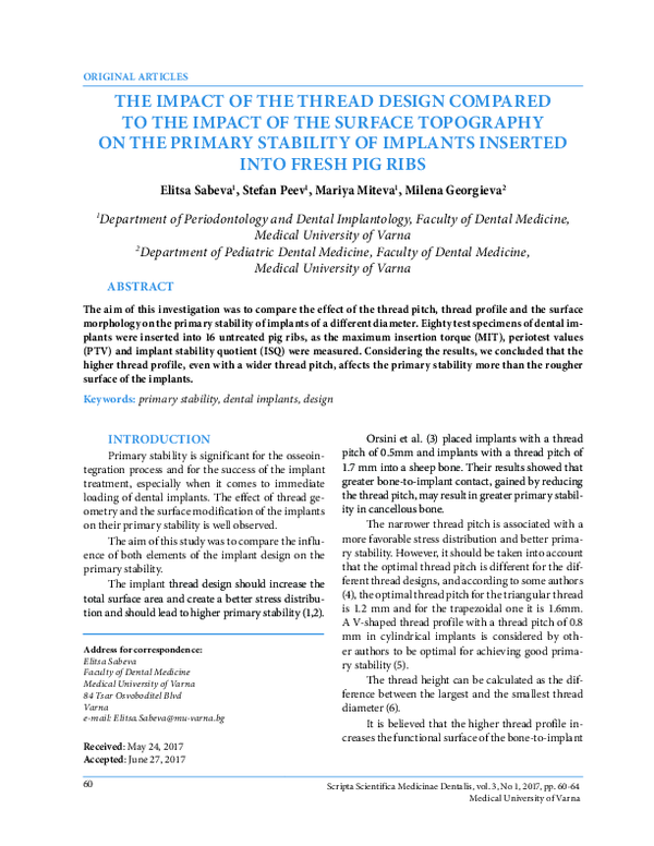 (PDF) The impact of the thread design compared to the impact of the ...