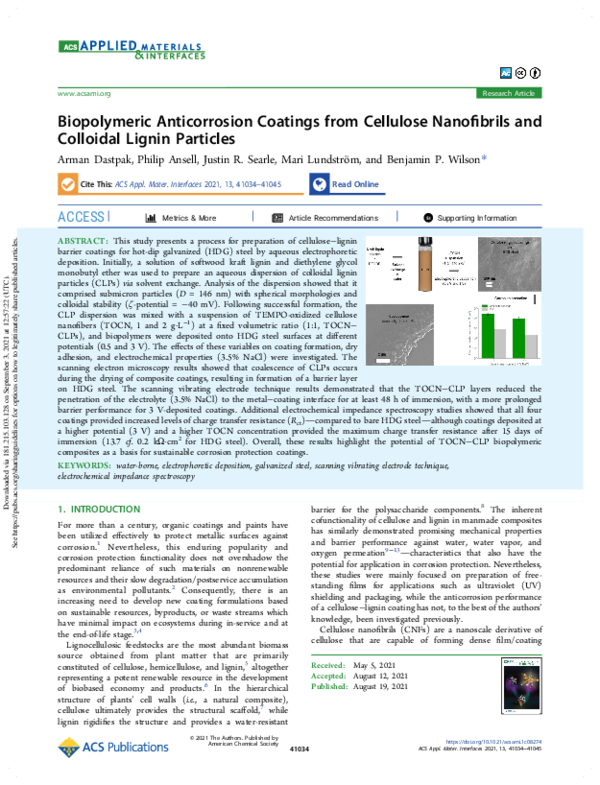 (PDF) Biopolymeric Anticorrosion Coatings from Cellulose Nanofibrils ...