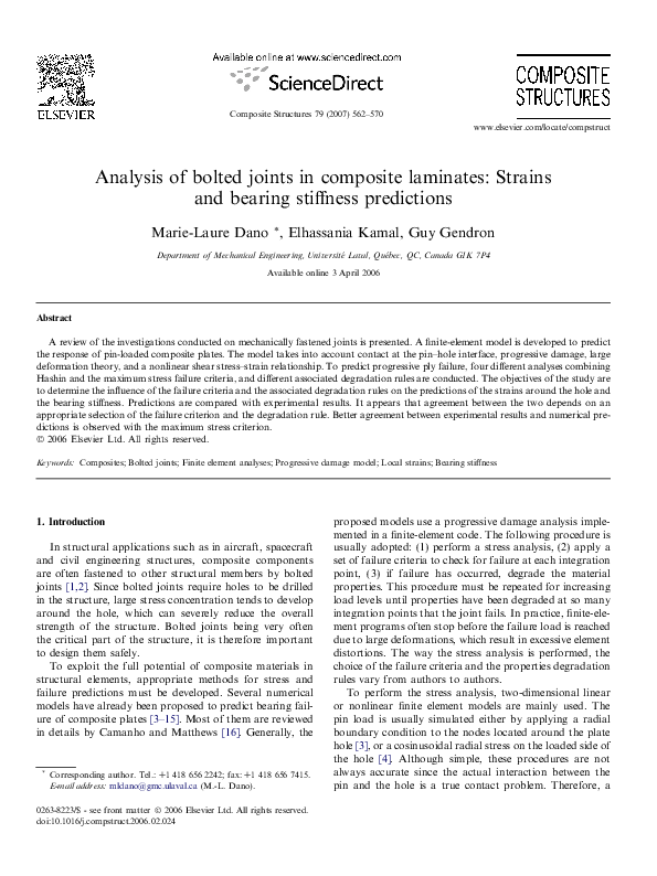 (PDF) Analysis of bolted joints in composite laminates Strains and
