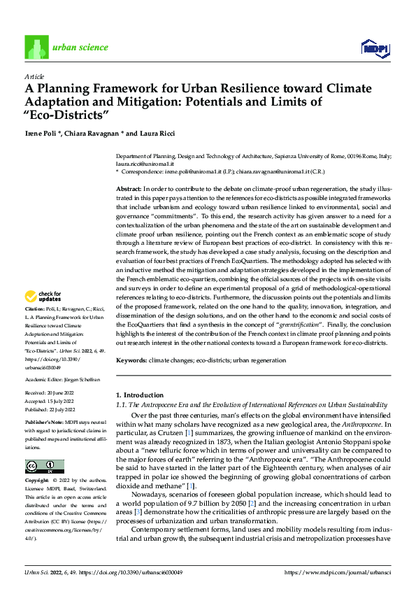 (PDF) A Planning Framework for Urban Resilience toward Climate ...