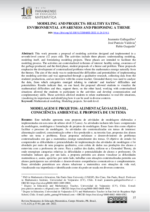 (PDF) MODELING AND PROJECTS: HEALTHY EATING, ENVIRONMENTAL AWARENESS ...