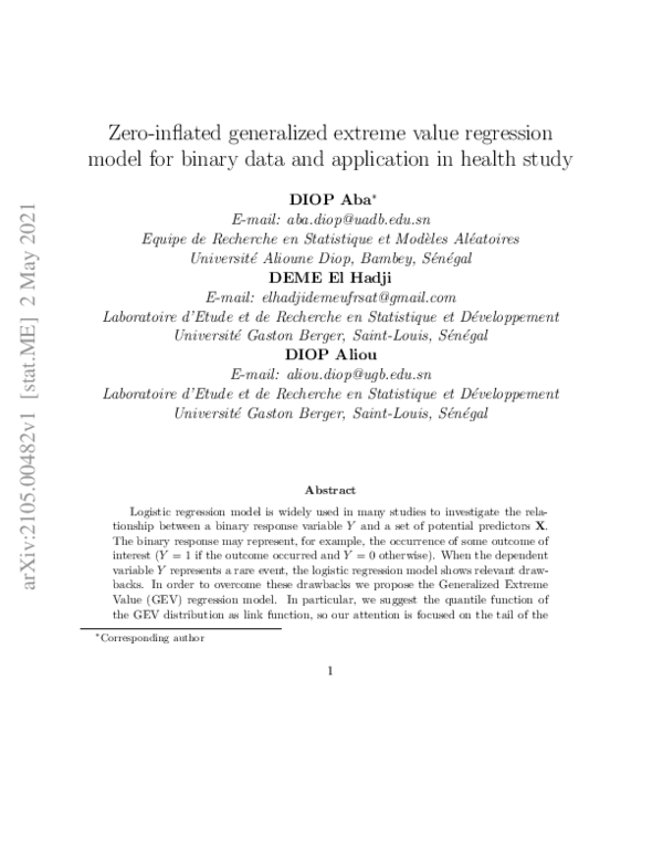 (PDF) Zero-inflated generalized extreme value regression model for ...