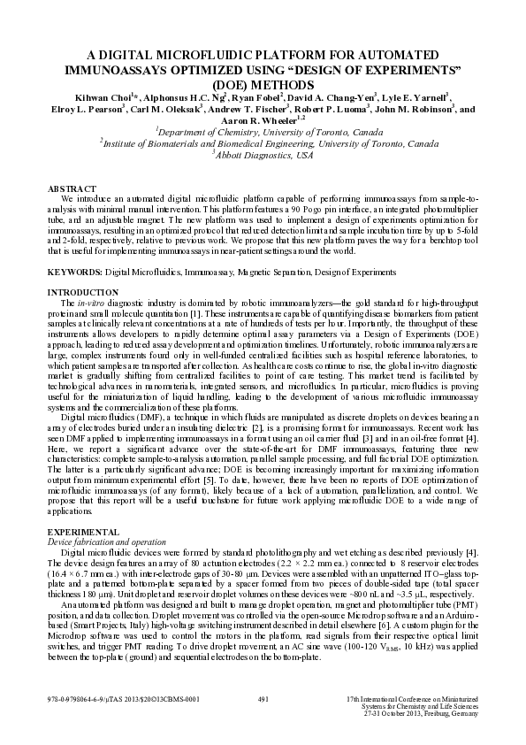 (PDF) A Digital Microfluidic Platform for Automated Immunoassays ...