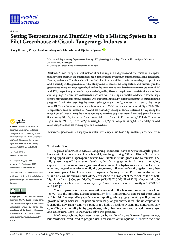 (PDF) Setting Temperature and Humidity with a Misting System in a Pilot ...