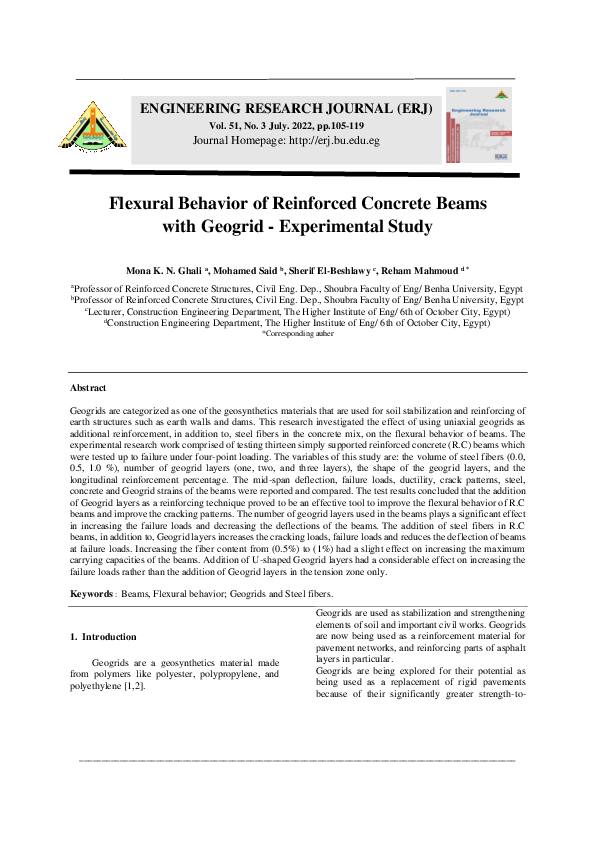 (PDF) Flexural Behavior of Reinforced Concrete Beams with Geogrid ...