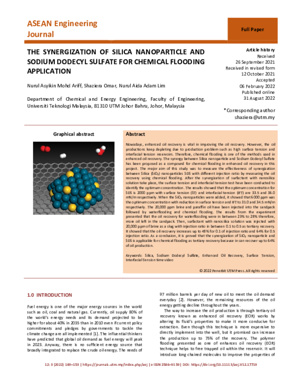 (PDF) The Synergization of Silica Nanoparticle and Sodium Dodecyl ...