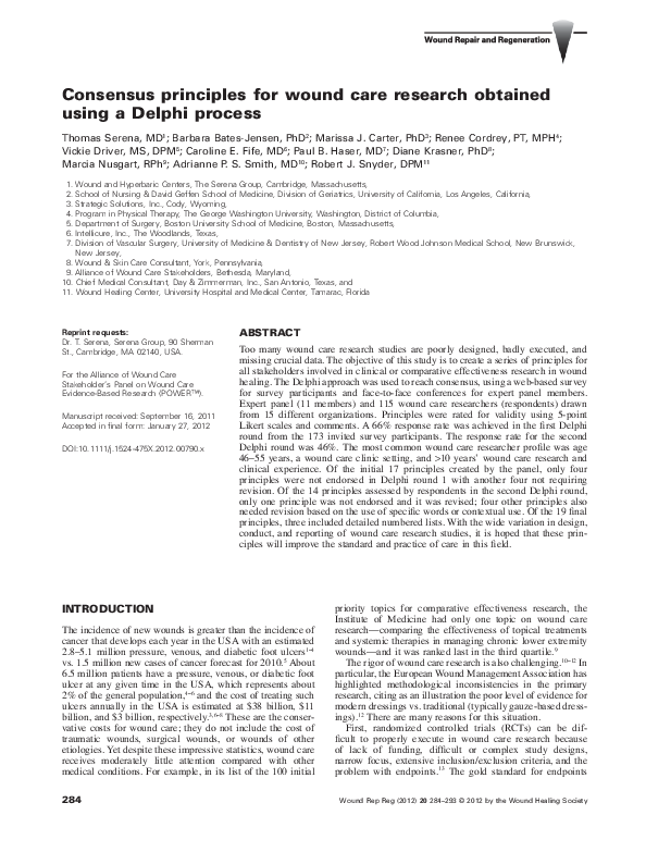 (PDF) Consensus principles for wound care research obtained using a ...