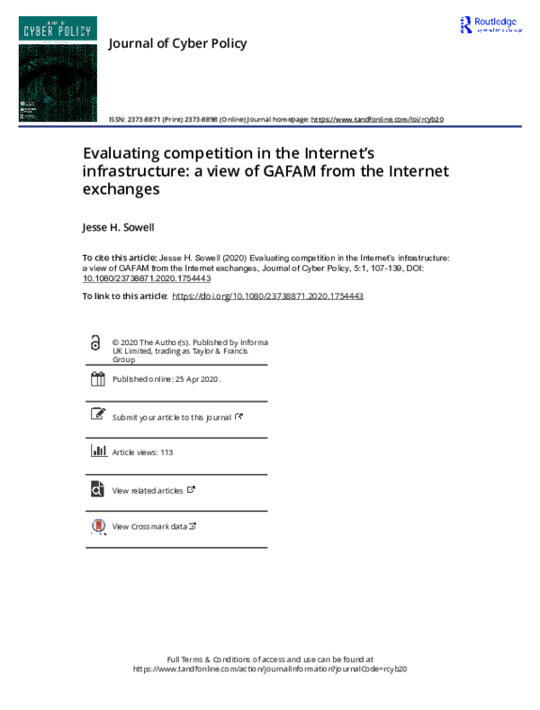 (PDF) Evaluating competition in the Internet’s infrastructure: a view ...