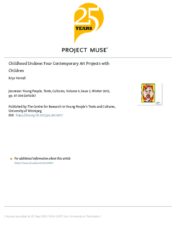 Childhood Undone: Four Contemporary Art Projects with Children