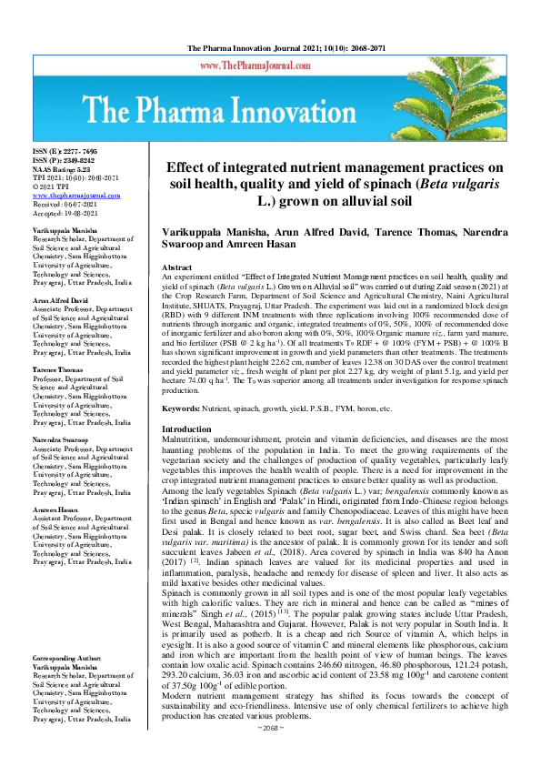(PDF) Effect of integrated nutrient management practices on soil health ...