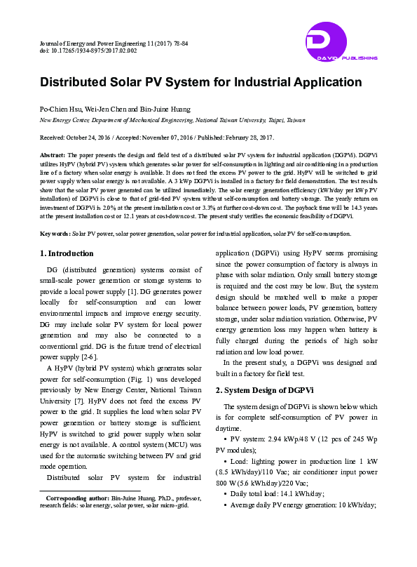 (PDF) Distributed Solar PV System for Industrial Application