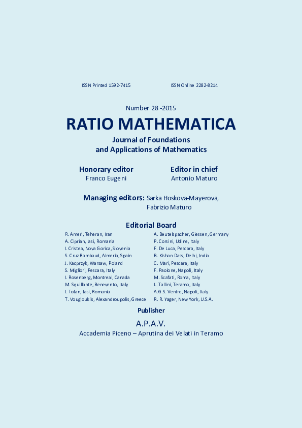 (PDF) RATIO MATHEMATICA Journal of Foundations and Applications of ...