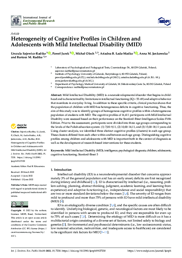(PDF) Heterogeneity of Cognitive Profiles in Children and Adolescents ...