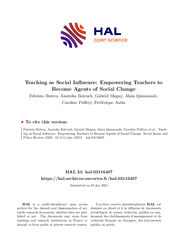 (PDF) Teaching as Social Influence: Empowering Teachers to Become ...