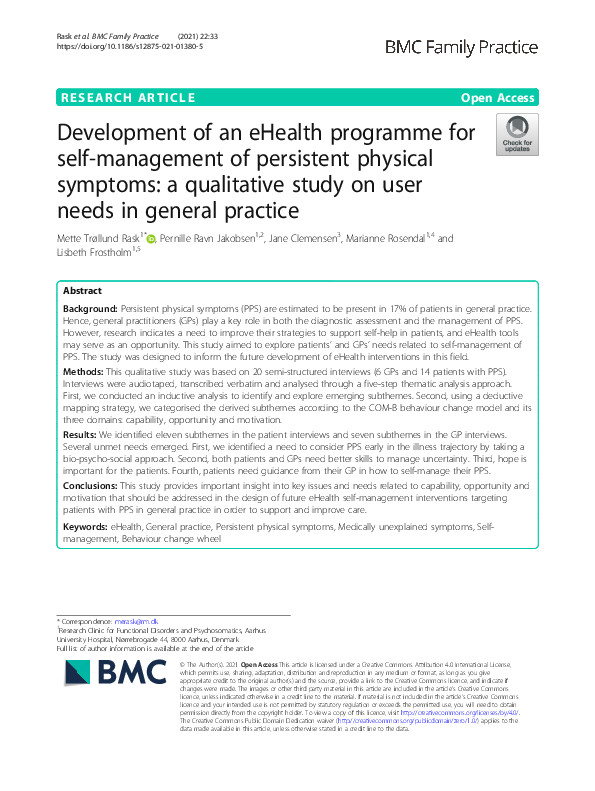 (PDF) Development of an eHealth programme for self-management of ...