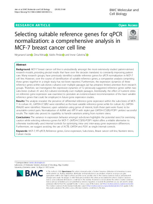 (PDF) Selecting suitable reference genes for qPCR normalization: a ...