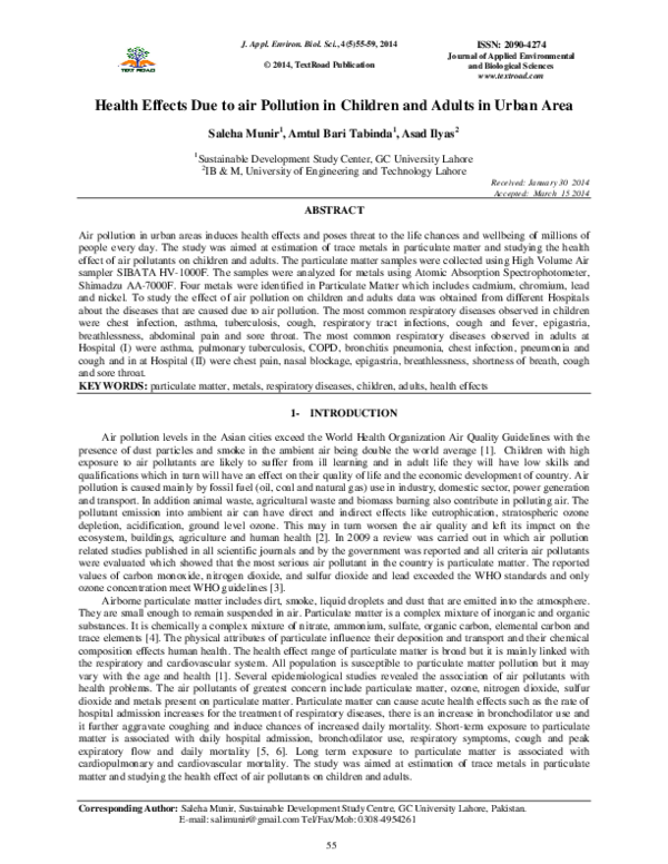 (PDF) Health Effects Due to air Pollution in Children and Adults in ...