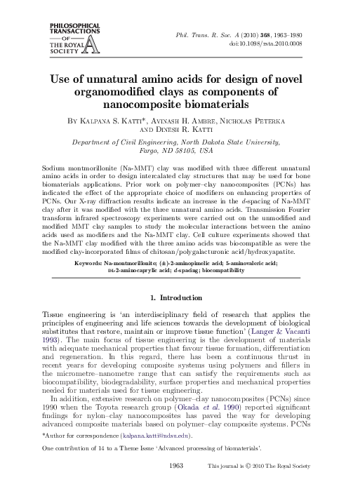(PDF) Use of unnatural amino acids for design of novel organomodified ...