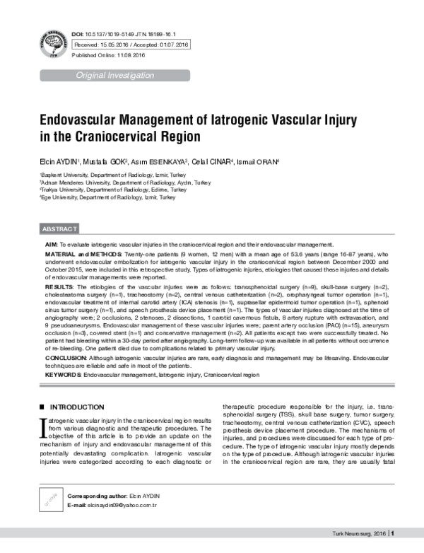 (PDF) Endovascular management of iatrogenic vascular injury in ...