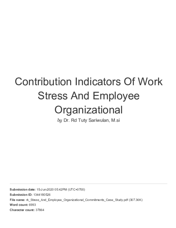 (PDF) Contribution Indicators of Work Stress and Employee ...