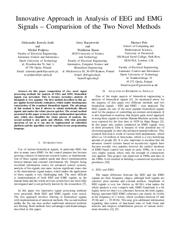 (PDF) Innovative approach in analysis of EEG and EMG signals ...
