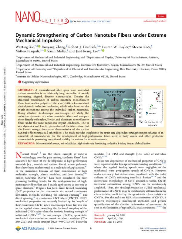 (PDF) Dynamic Strengthening of Carbon Nanotube Fibers under Extreme ...